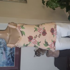 American Rag L lace strap & neckline vibrant floral pattern peach